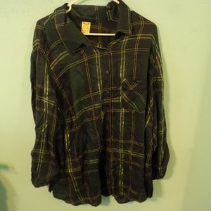 Womens 2X Green Plaid Shirt